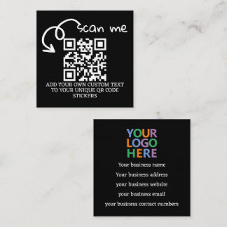 Carte De Visite Carré Code QR unique site Web numérisable personnalisé