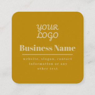 Carte De Visite Carré Code QR & Votre Logo Rétro-Moderne Or Clair & Fonc