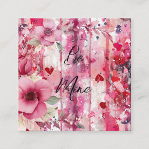 Carte De Visite Carré coeur floral rose spectaculaire Valentine