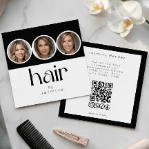 Coiffeur 3 Photo QR Code Réseaux Sociaux Noir Blan