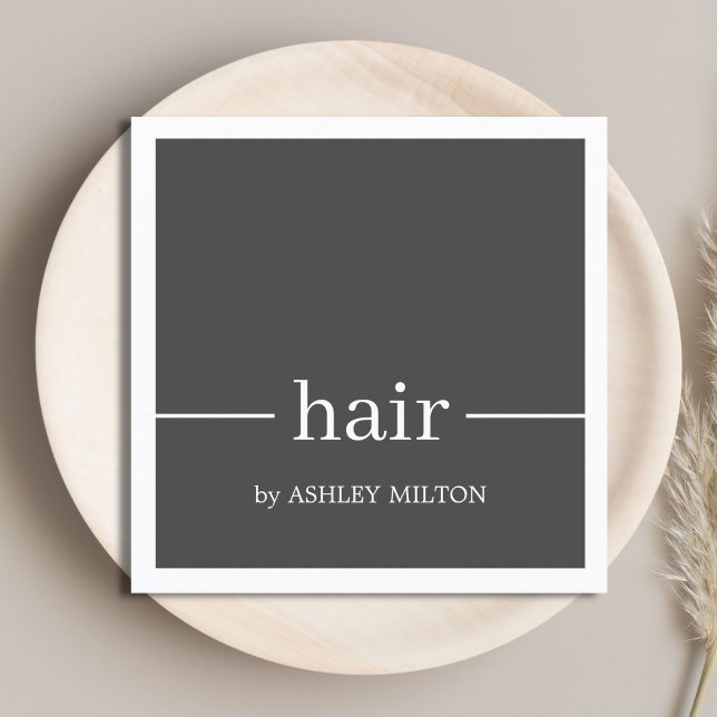Carte De Visite Carré Coiffeur blanc gris minimaliste (Créateur téléchargé)