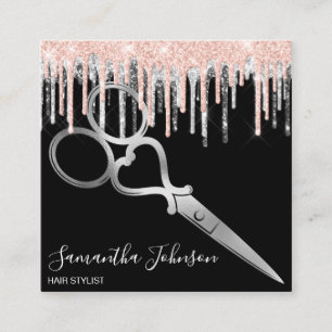 Carte De Visite Carré Coiffeur de la coiffeuse de la gamme Silver