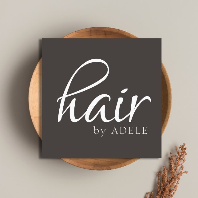 Carte De Visite Carré Coiffeur Minimal Grey White (Créateur téléchargé)