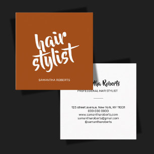 Carte De Visite Carré Coiffeur moderne minimal script terre cuite