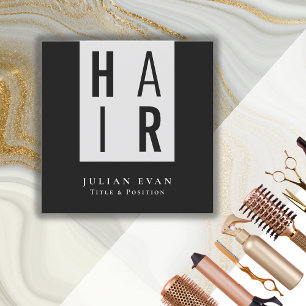 Carte De Visite Carré Coiffeur moderne monochrome noir et blanc