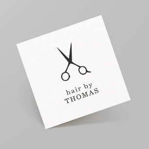 Carte De Visite Carré Coiffeur noir et blanc élégant minimaliste