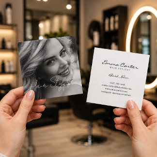 Carte De Visite Carré Coiffeur Professionnel | Coiffeur Minimaliste
