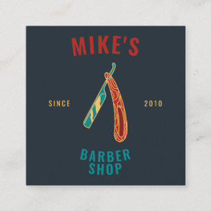 Carte De Visite Carré Coiffeur vintage de rasoir du raseur-coiffeur