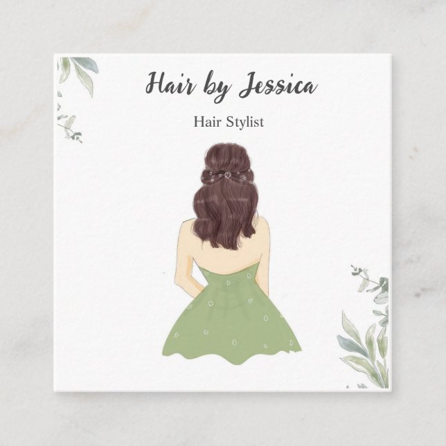 Carte De Visite Carré Coiffeuse, coiffeuse, (Devant)
