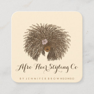 Carte De Visite Carré Coiffeuse pour femme aux cheveux afro bouclés