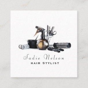 Carte De Visite Carré Coiffeuse Salon Outils Beauté