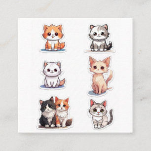 Carte De Visite Carré Collection de stickers Chibi Chatons Super Mignons