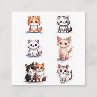 Carte De Visite Carré Collection de stickers Chibi Chatons Super Mignons