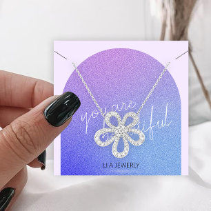 Carte De Visite Carré Collier joaillier Afficher Parties scintillant vio