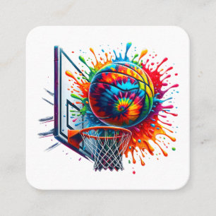Carte De Visite Carré Coloré Basketball Tie Tee Couleur Splash Basketbal