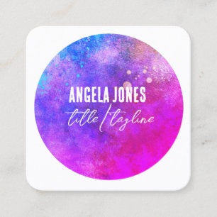 Carte De Visite Carré coloré magenta violet coloré gras splash couleur p
