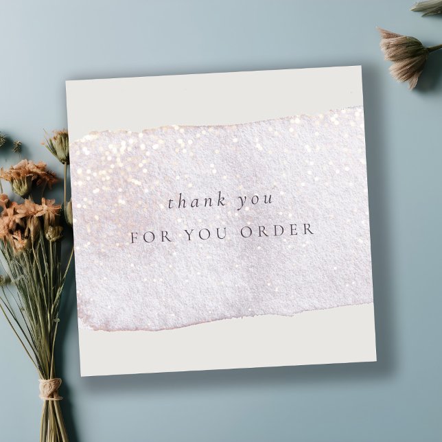 Carte De Visite Carré Commande de Merci Abstrait à brosse Lilac en or (Créateur téléchargé)