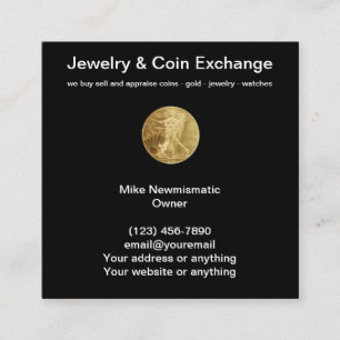 Carte De Visite Carré Commerçant de monnaies et bijoux numismatiques