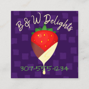 Carte De Visite Carré commerce de fruits aux fraises recouvertes de choc