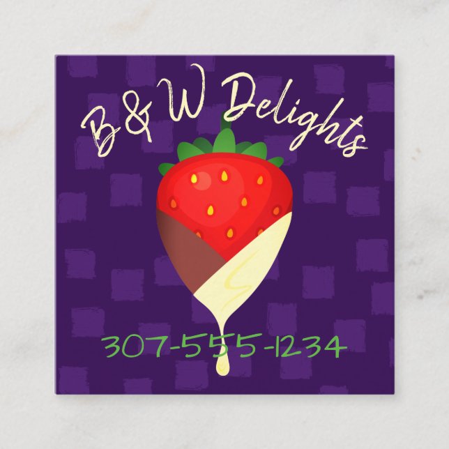 Carte De Visite Carré commerce de fruits aux fraises recouvertes de choc (Devant)