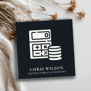 CARTE DE VISITE CARRÉ COMPTABILITÉ DE L'ICÔNE DE PIÈCE DE CALCULATEUR MO