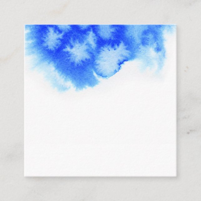 Carte De Visite Carré Conception créative pour aquarelle bleue (Devant)