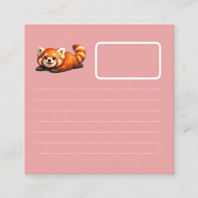 Carte De Visite Carré Conception d'animal Kawaii de Panda Rouge Mignon s (Devant)