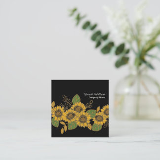 Carte De Visite Carré Conception de croquis de tournesol, floral