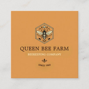 Carte De Visite Carré Conception de logo de rucher d'apiculture de miel