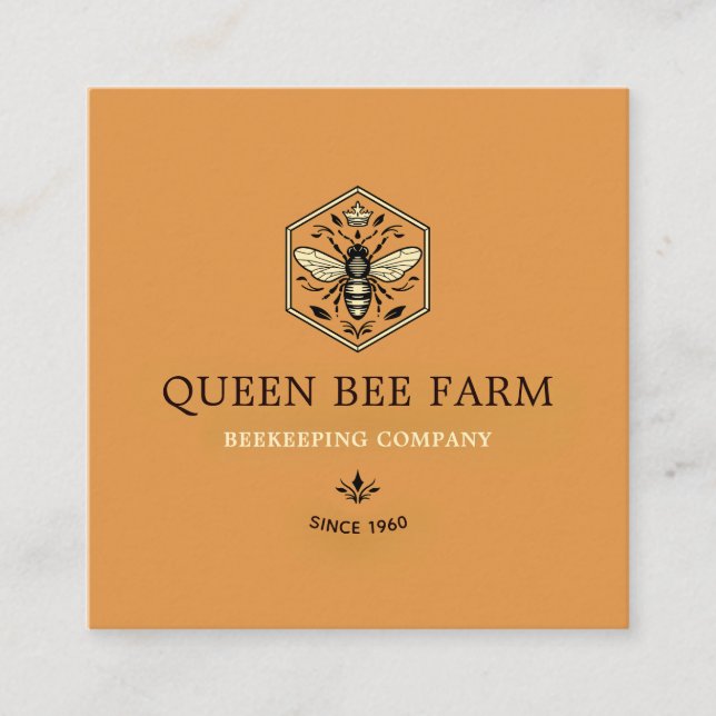 Carte De Visite Carré Conception de logo de rucher d'apiculture de miel (Devant)