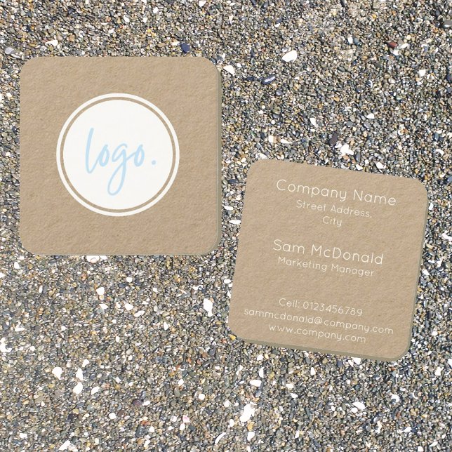 CARTE DE VISITE CARRÉ CONCEPTION DE MODÈLE MINIMAL RUSTIQUE LOGO D'AFFAI (Créateur téléchargé)