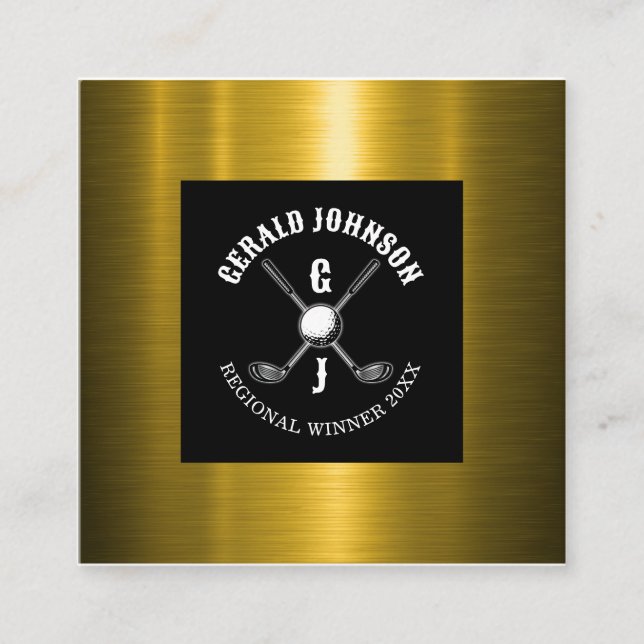 Carte De Visite Carré Conception de monogramme de golf personnalisé élég (Devant)
