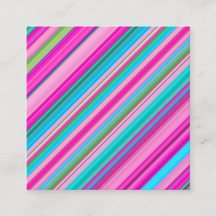 Carte De Visite Carré Conception de motif à rayures arc-en-ciel vibrant