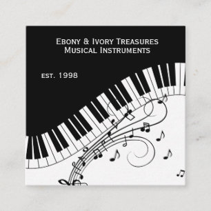 Carte De Visite Carré Conception de musique de clavier de piano Deux lig