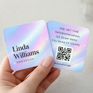 Carte De Visite Carré Conception de nom minimaliste pastel iridescent do