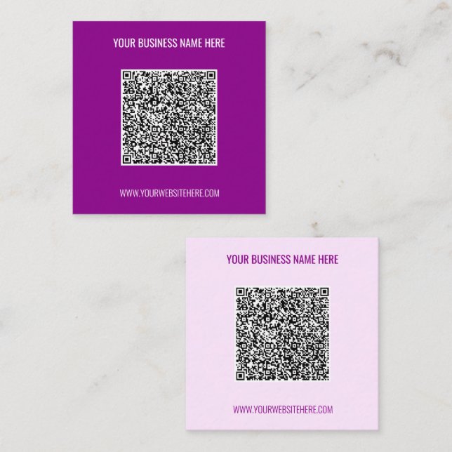 Carte De Visite Carré Conception de Texte Personnalisé pour Code QR Conc (Devant / Derrière)