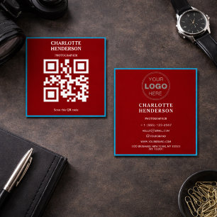 Carte De Visite Carré Conception professionnelle de code QR minimaliste