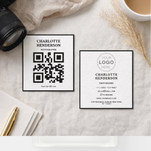 Carte De Visite Carré Conception professionnelle de code QR minimaliste