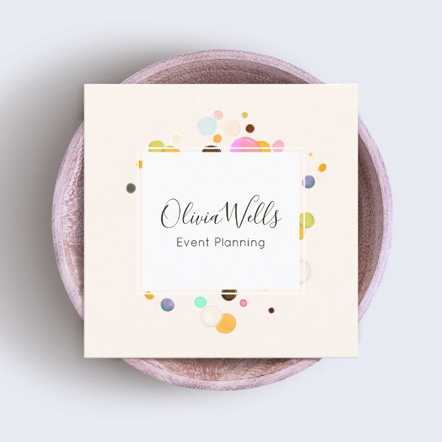 Carte De Visite Carré Confetti du planificateur d'événements (Créateur téléchargé)