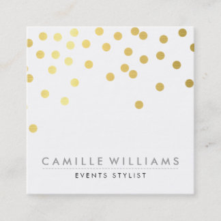 Carte De Visite Carré CONFETTI moderne mignon pois motif feuille d'or