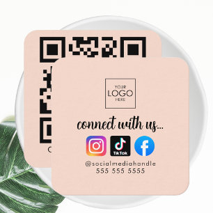 Carte De Visite Carré Connectez-vous aux médias sociaux modernes QR Code