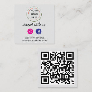 Carte De Visite Carré Connectez-vous avec nous Code QR des médias soci