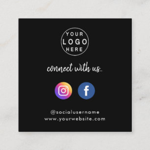 Carte De Visite Carré Connectez-vous avec nous Instagram Facebook Social