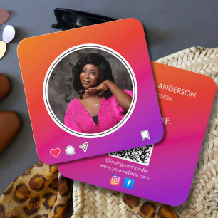 Carte De Visite Carré Connectez-vous avec nous   Réseaux Sociaux Instagr