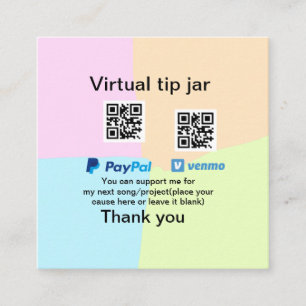 Carte De Visite Carré Conseil virtuel jar q r code argent don PayPal ven