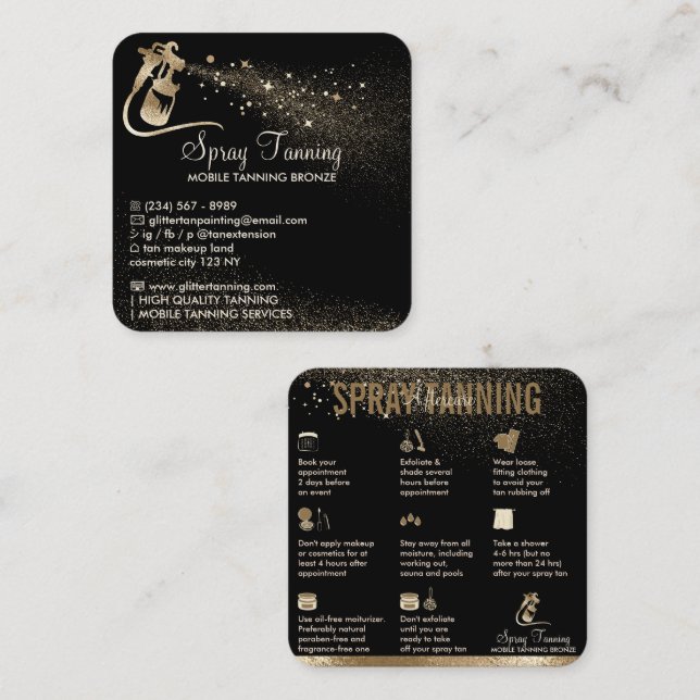 Carte De Visite Carré Conseils d'instructions sur les soins postérieurs  (Devant / Derrière)