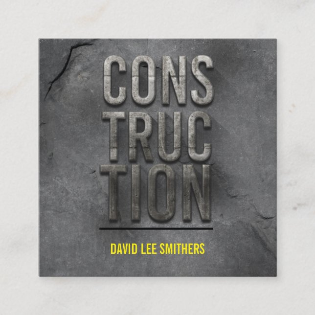 Carte De Visite Carré Construction/entrepreneur moderne (Devant)