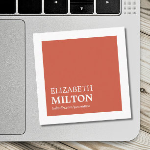 Carte De Visite Carré Consultant Blanc Corail Élégant Simple Professionn