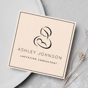 Carte De Visite Carré Consultant en lactation Allaitement Noir Cadre