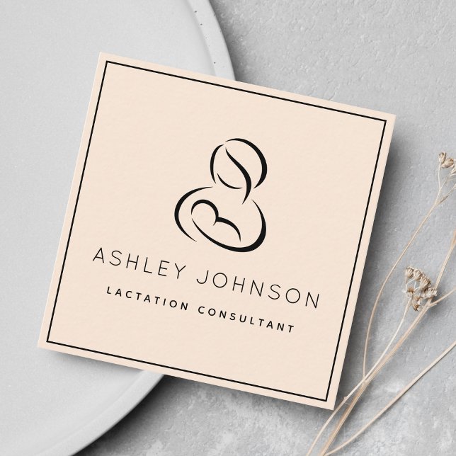 Carte De Visite Carré Consultant en lactation Allaitement Noir Cadre (Créateur téléchargé)